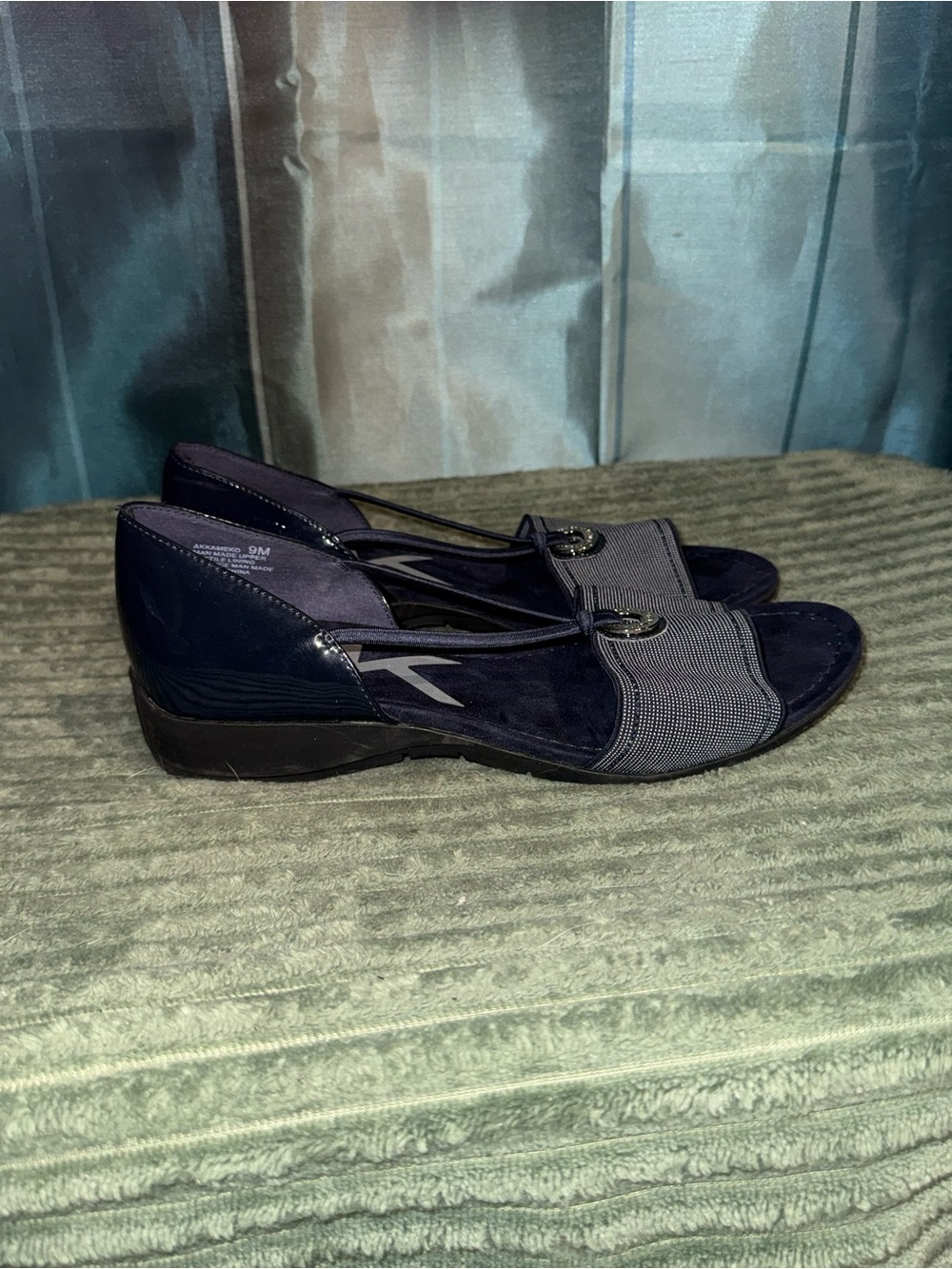 Anne Klein Sport Navy Open-Toe Slingback Flats
